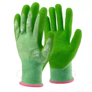 Kesztyű - gyerek, kertész - habosított latex - Békás Zöld 6/XS