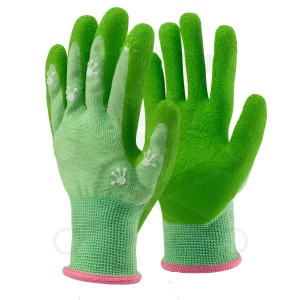 Kesztyű - gyerek, kertész - habosított latex - Békás Zöld 4/XXXS