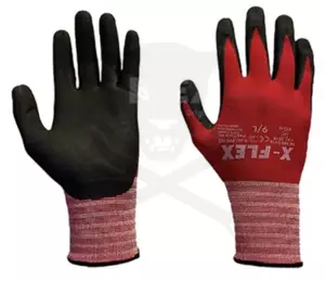 Kesztyű - vágásbiztos 1. vágási szint X-FLEX piros-fekete Nitril  8/M
