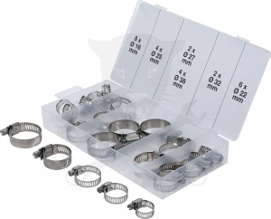 Bilincs készlet 26 részes rozsdamentes INOX átmérők:16-22-25-27-32-38 mm