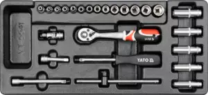 Dugókulcs készlet 25 db-os szerszámos kocsiba tálcás 1/4" - 1/3 - Yato