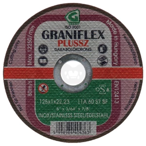 Vágókorong 125 x 1.0 x 22.23 mm INOX 11A60S7BF - Granit