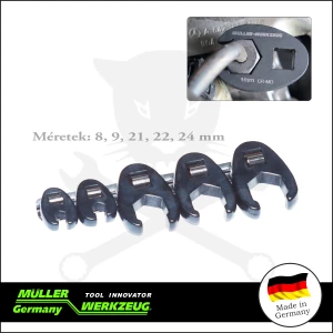 Villáskulcs adapter készlet nyitott 3/8" 5 db: 8-24 mm "Crowfoot"