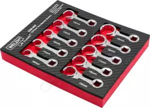 Csillagkulcs adapter készlet nyitott 3/8" 10 db: 10-19 mm "Crowfoot" -