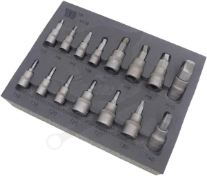 Csavarkiszedő készlet - sérült fejű csavarokhoz Torx-Imbusz 15 db-os -