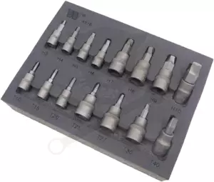 Csavarkiszedő készlet - sérült fejű csavarokhoz Torx-Imbusz 15 db-os -