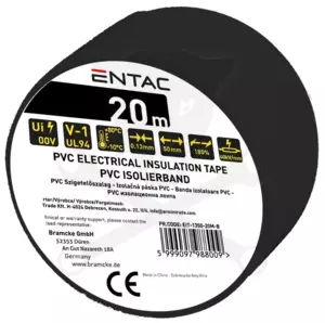 Szigetelőszalag 20m fekete 0.13x50 mm - Entac