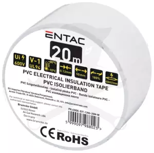 Szigetelőszalag 20m fehér 0.13x50 mm - Entac