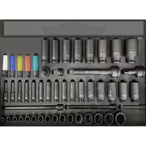 Tálcás SP Tools "XL" Gépi Dugókulcs készlet 1/2"-3/4" rövid+hosszú 46 db