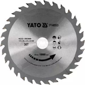 Körfűrészlap, keményfémlapkás fához 150x2.8x20 mm Z30 - Yato