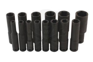 Légkulcsfej készlet 1/2" 14 db 10-32 mm metrikus 120 mm extra hosszú kiv.