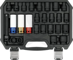 Légkulcsfej készlet 1/2" 24 db 10-24 mm + E10-E24 -