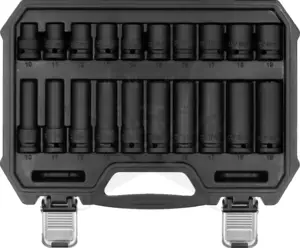 Légkulcsfej készlet 1/2" 20 db 10-19 mm metrikus rövid és hosszú