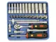Tálcás Genius dugókulcs készlet 12 szögű rövid+hosszú 1/4" 30 db-os - 1/6