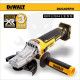 Sarokcsiszoló, akkus 18V 125 mm laposfejű - akku nélkül - DeWalt