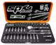 Dugókulcs készlet 1/4" 6 lap 4-14 mm + rátűzőkulcsok 36 db-os SP Tools